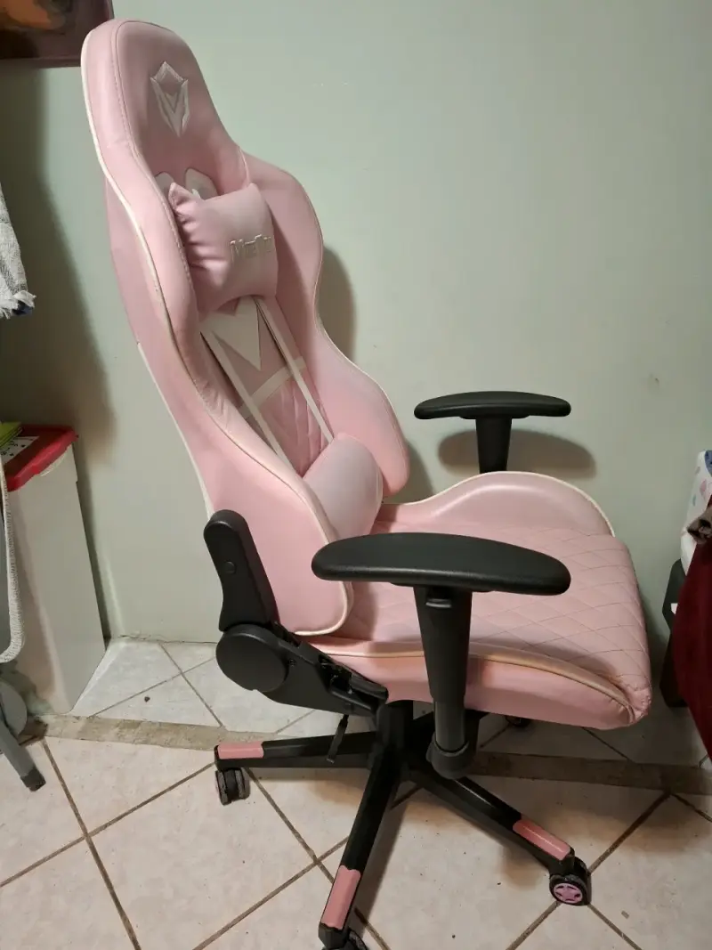 Silla gamer rosa Meetion ergonómica - 3