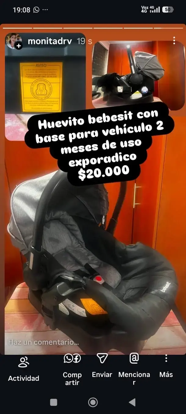 Silla de auto Bebesit con base, poco uso - 1