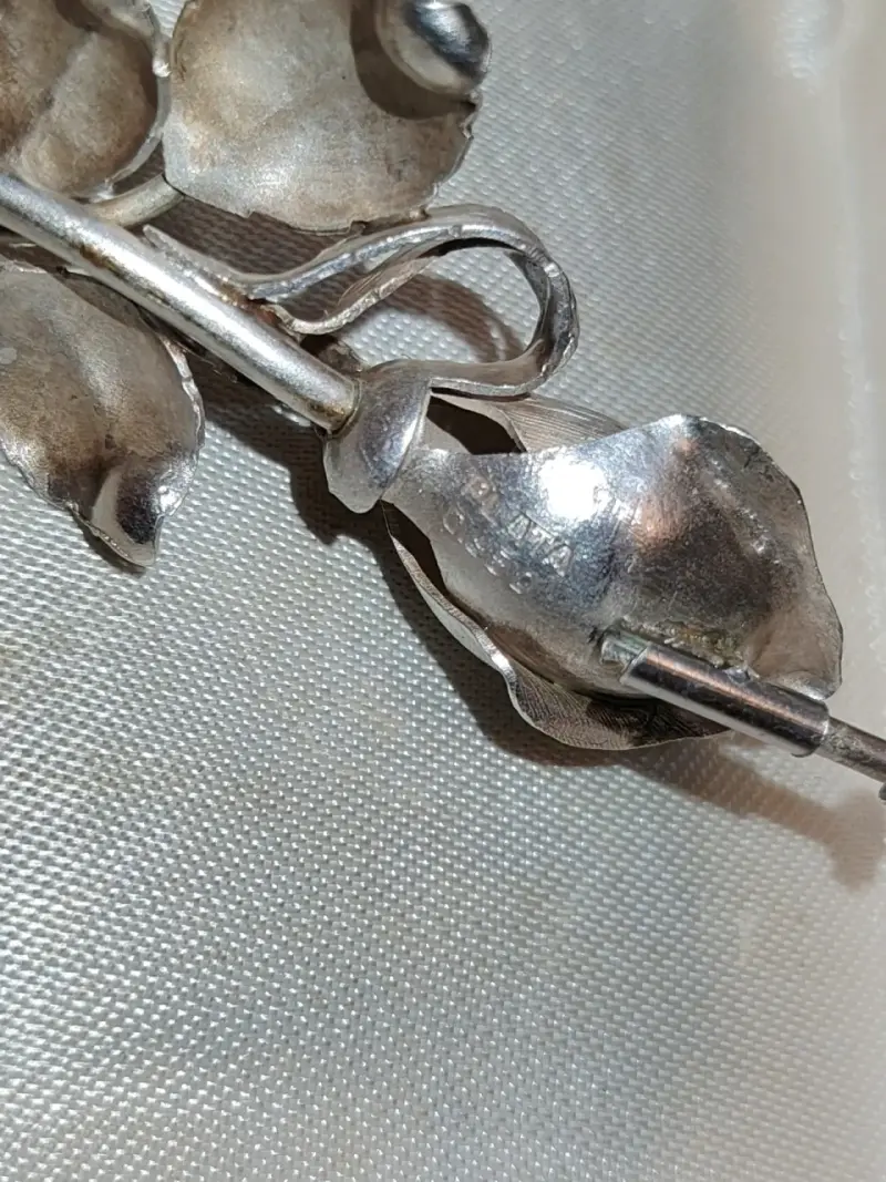 Broche de plata 950 en forma de flor vintage - 3