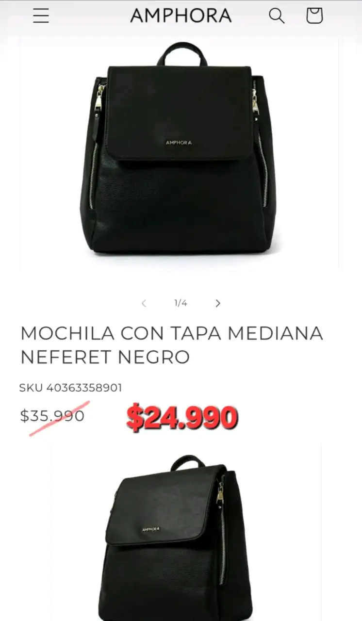 Mochila Amphora Neferet Negra Mediana