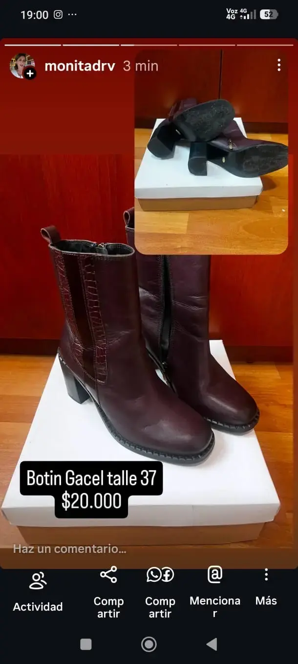 Botines de cuero burdeos marca Gacel talla 37