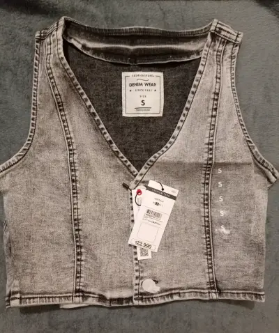 Chaleco de mezclilla gris Fashion Park talla S - miniatura 1