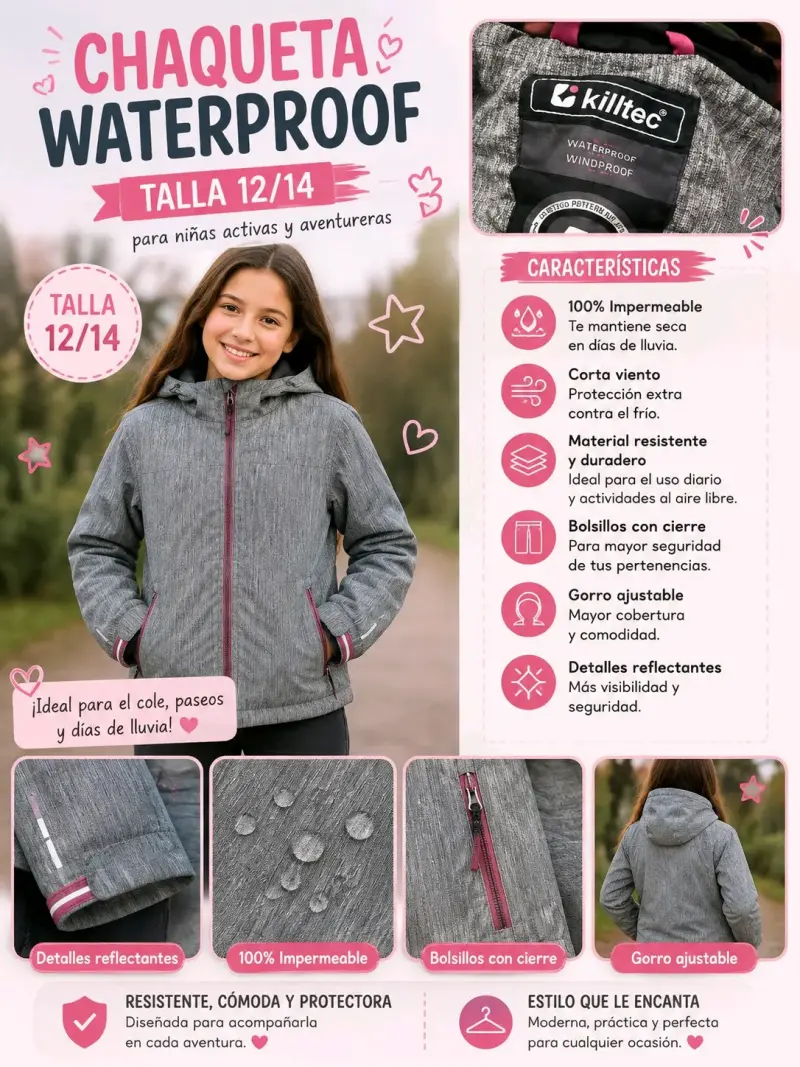 Chaqueta impermeable para niña Killtec talla 12/14 - 1