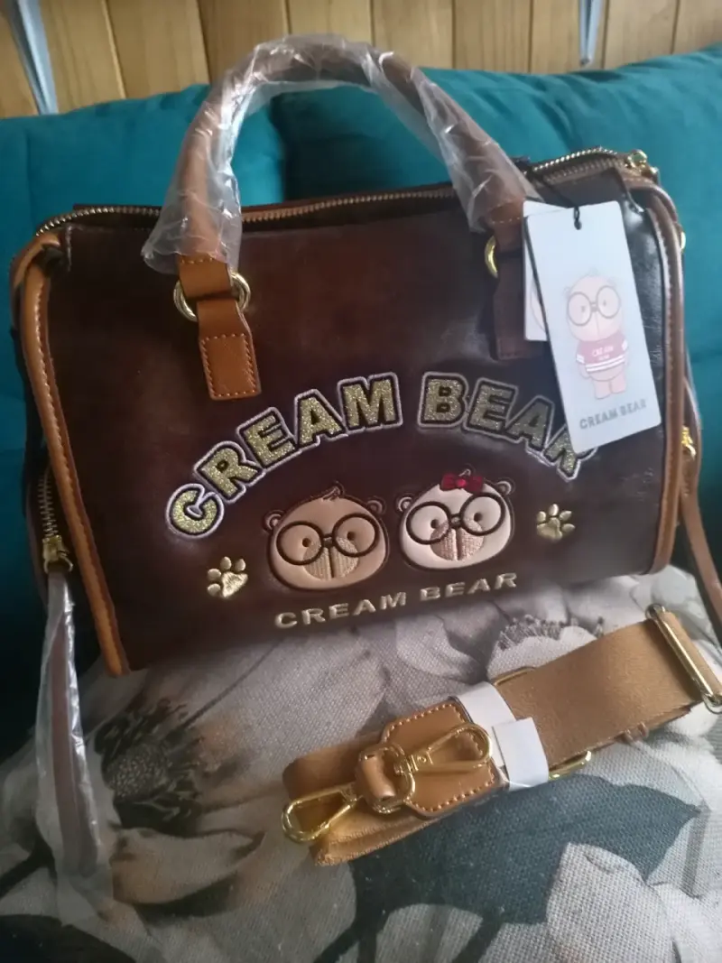 Bolso de mano marrón Cream Bear con diseño de osos