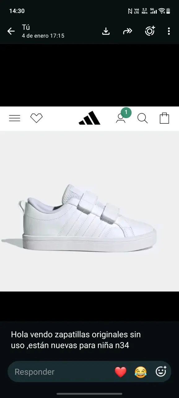 Zapatillas blancas para niña talla 34 nuevas