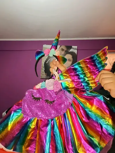Disfraz de unicornio multicolor para niña - miniatura 1
