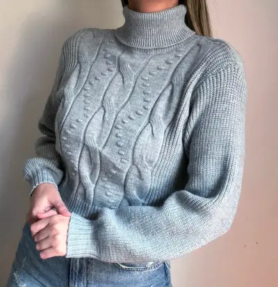 Suéter de punto grueso para mujer en varios colores - miniatura 2