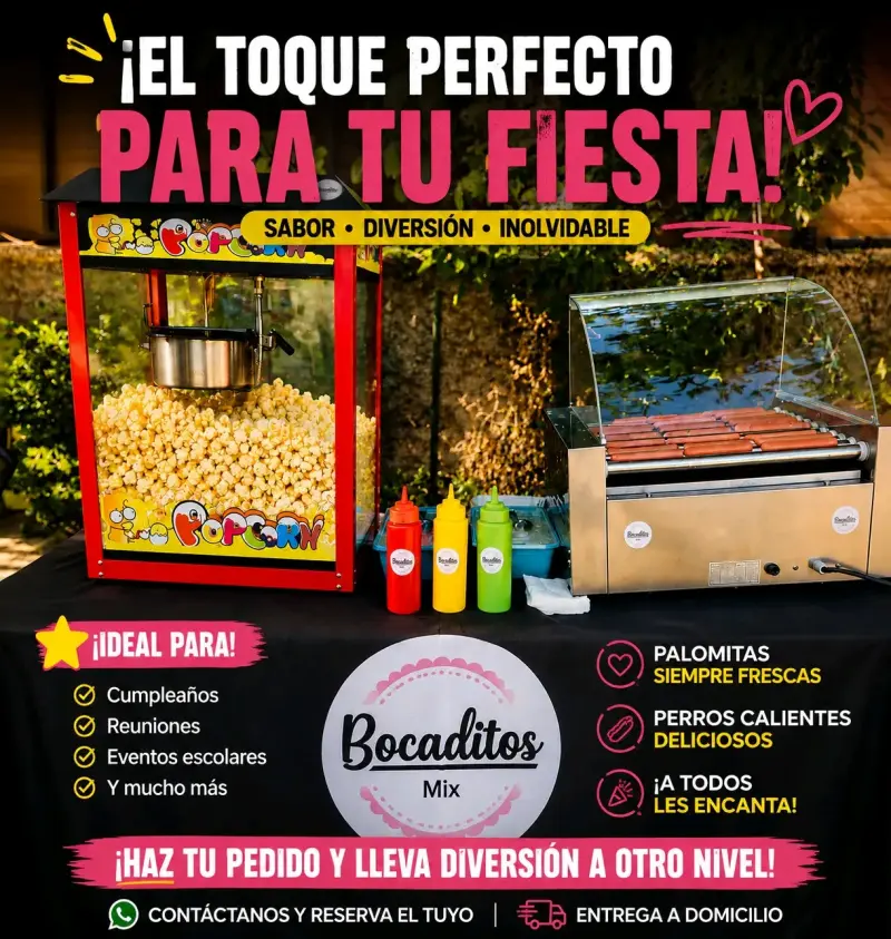 Máquina de Palomitas y Hot Dogs para Eventos