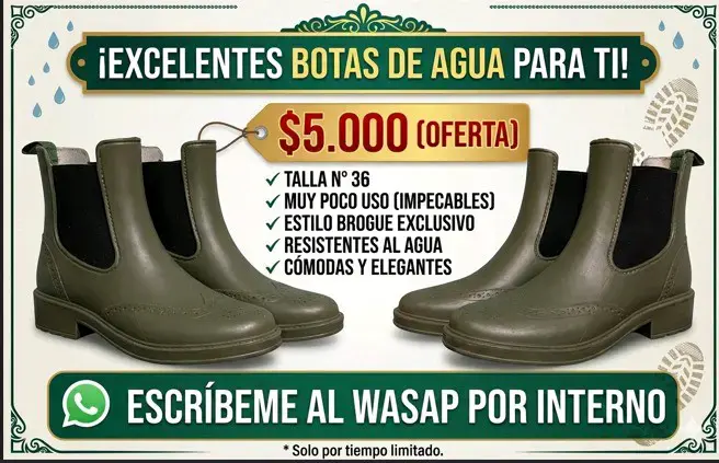 Botas de agua estilo brogue talla 36