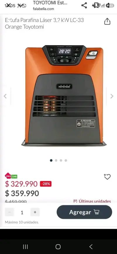 Estufa a parafina Toyotomi LC-33 naranja - miniatura 3
