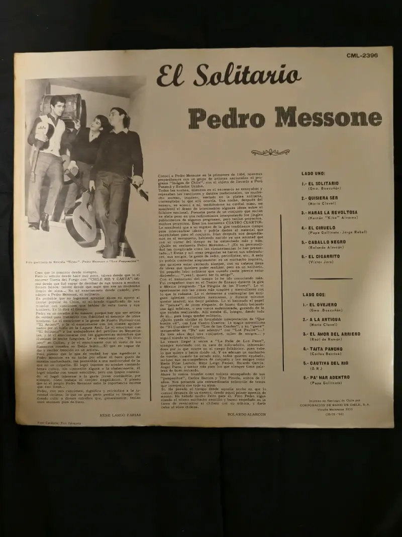 Vinilo El Solitario de Pedro Messone - 2