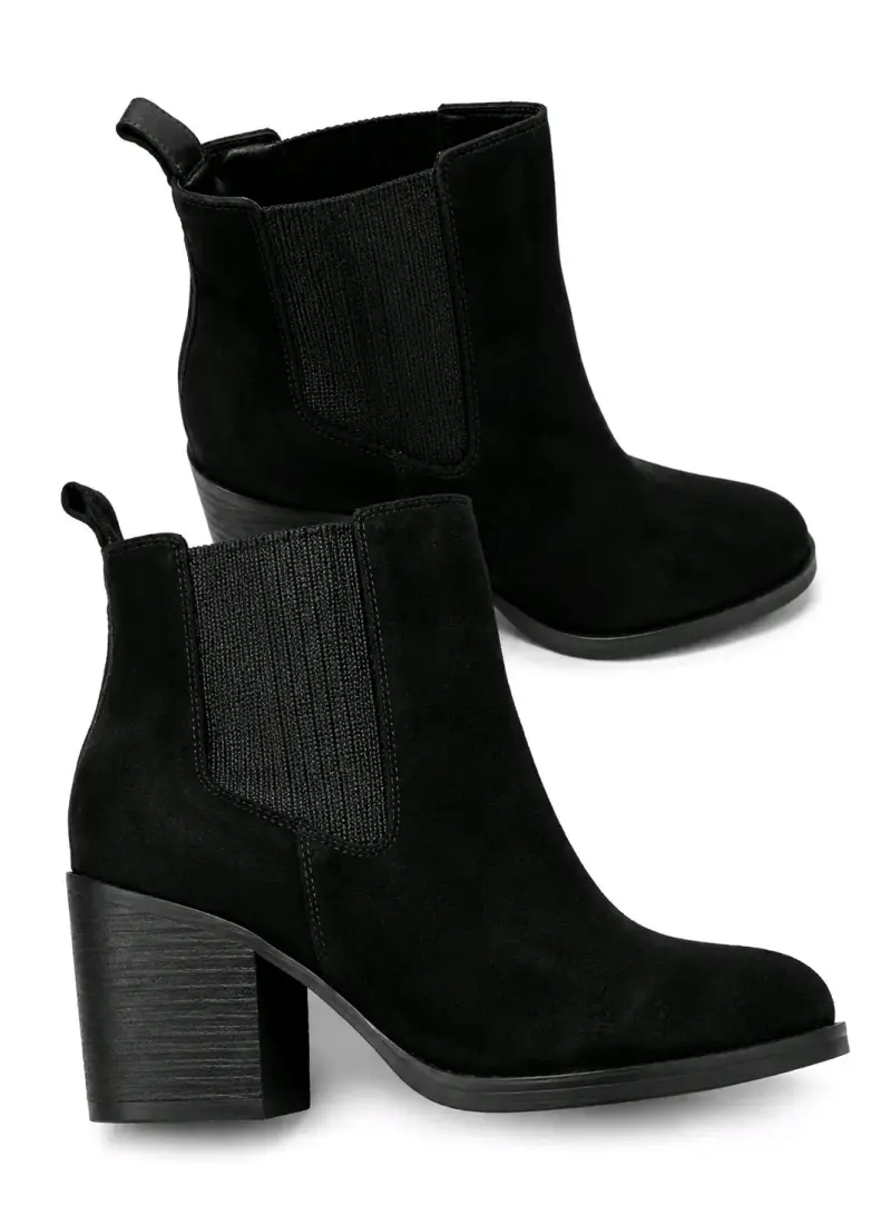 Botines negros de tacón grueso para mujer