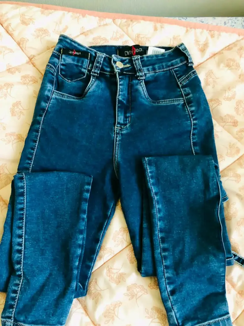 Jeans cargo azul oscuro para mujer talla 36 - 2