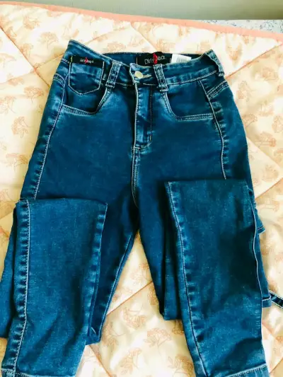 Jeans cargo azul oscuro para mujer talla 36 - miniatura 2