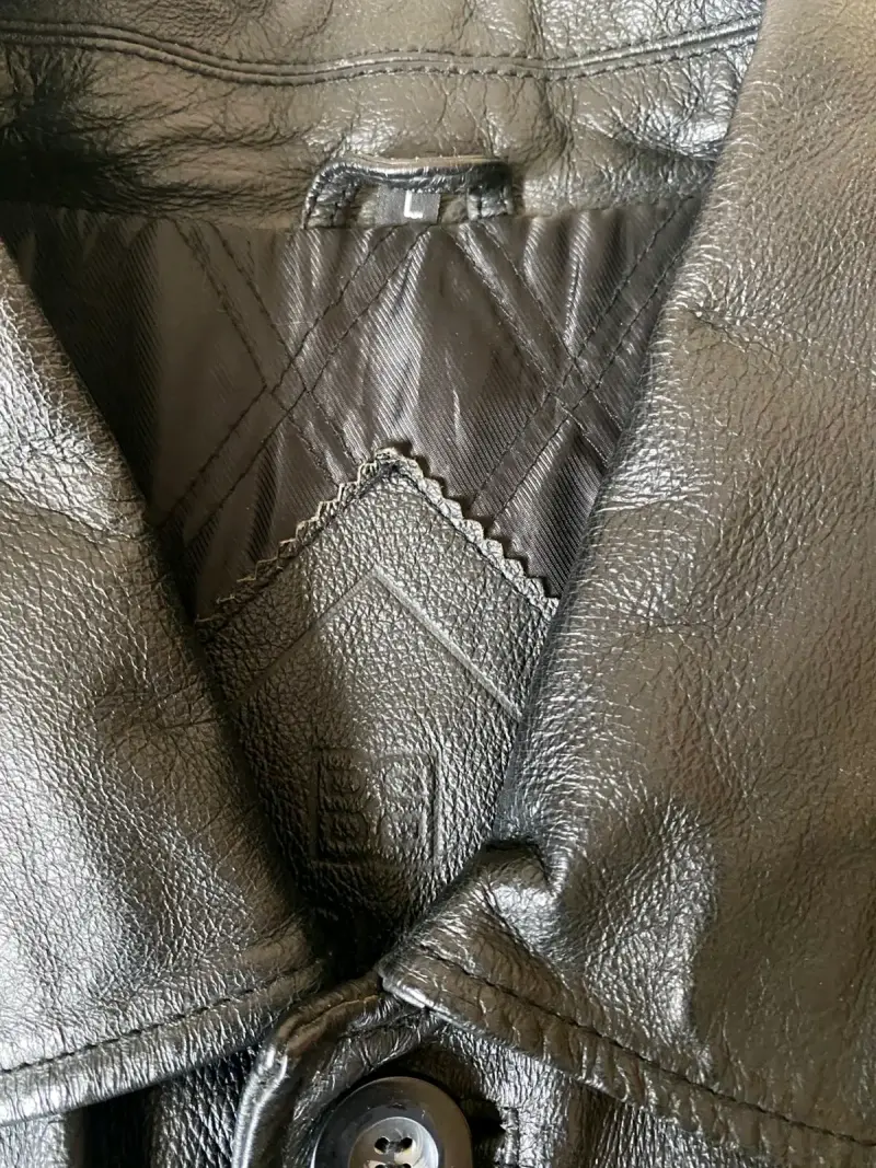 Chaqueta de cuero negra para hombre talla L - 3