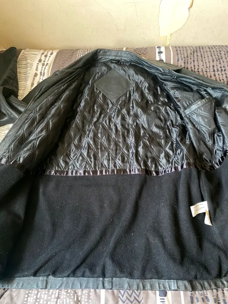 Chaqueta de cuero negra para hombre talla L - 5