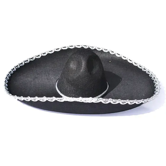 Sombrero mexicano negro con bordado plateado - 1