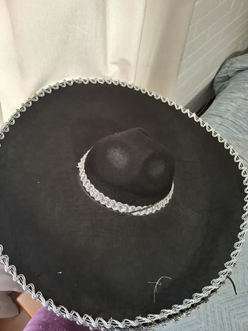 Sombrero mexicano negro con bordado plateado - 2