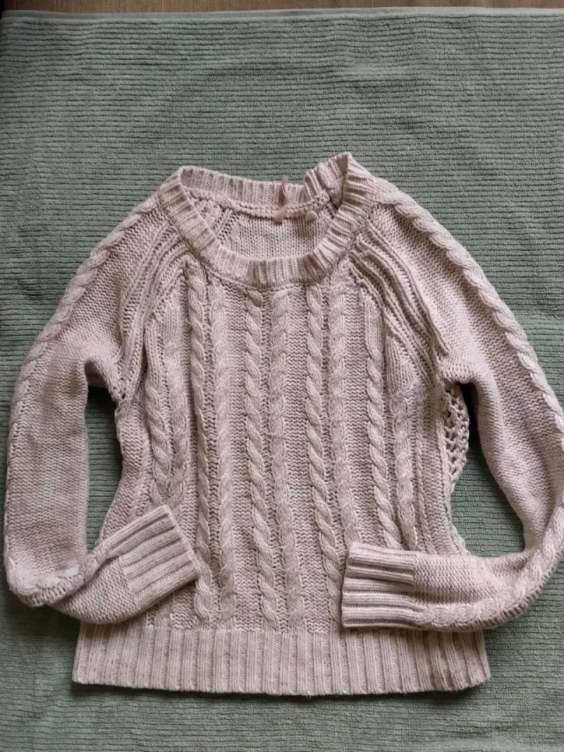 Suéter de lana tejido beige para mujer