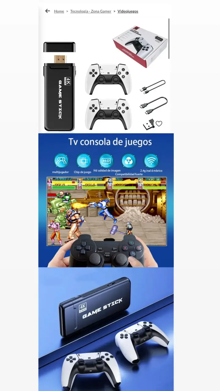 Consola de Juegos Retro M8 Pro 4K 2 controles inal