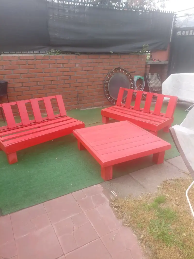Juego de muebles de jardín de madera roja - 2