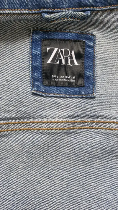 Chaqueta de mezclilla azul Zara para mujer - miniatura 2