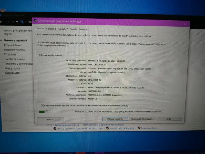 Laptop Acer con NVIDIA GeForce GTX 1050 - 4