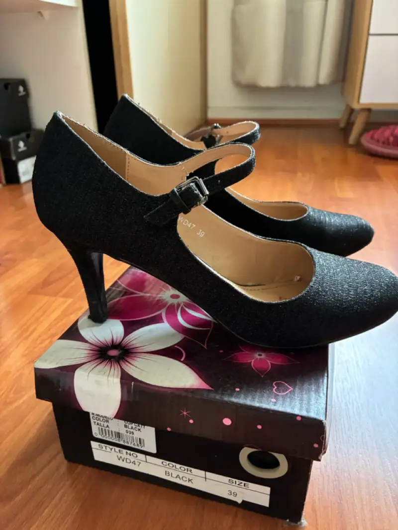 Zapatos de tacón weide negros elegantes talla 39 - 2