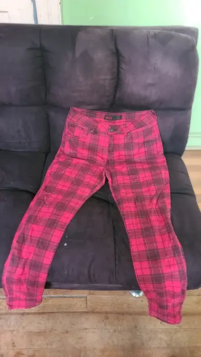 Pantalones a cuadros rojos talla 40 mujer - miniatura 1