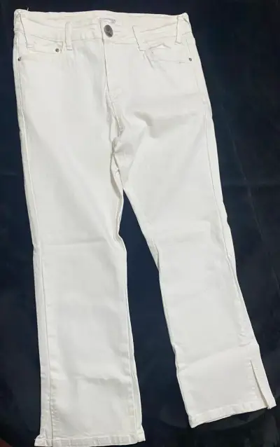 Pantalones blanco invierno 3/4 elásticados Talla M - miniatura 1
