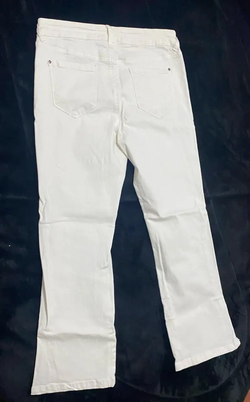 Pantalones blanco invierno 3/4 elásticados Talla M - 3
