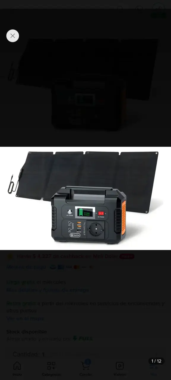Generador solar portátil con panel plegable