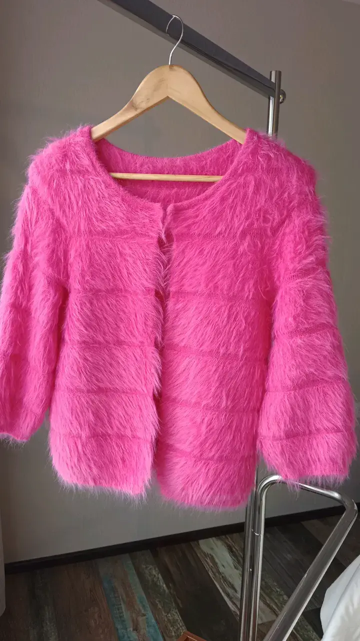 Chaqueta de peluche rosa vibrante - 1