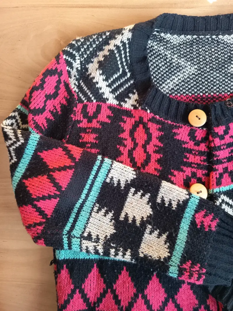 Cárdigan de lana con diseño étnico para mujer - 2