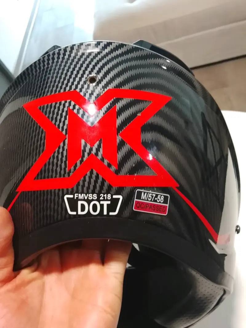 Casco de moto fibra de carbono con diseño rojo - 5