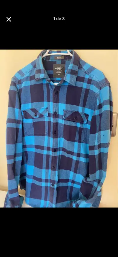 Camisa a cuadros azul y negra H&M L.O.G.G. - miniatura 1