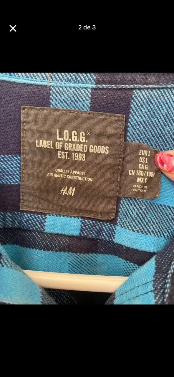 Camisa a cuadros azul y negra H&M L.O.G.G. - 2