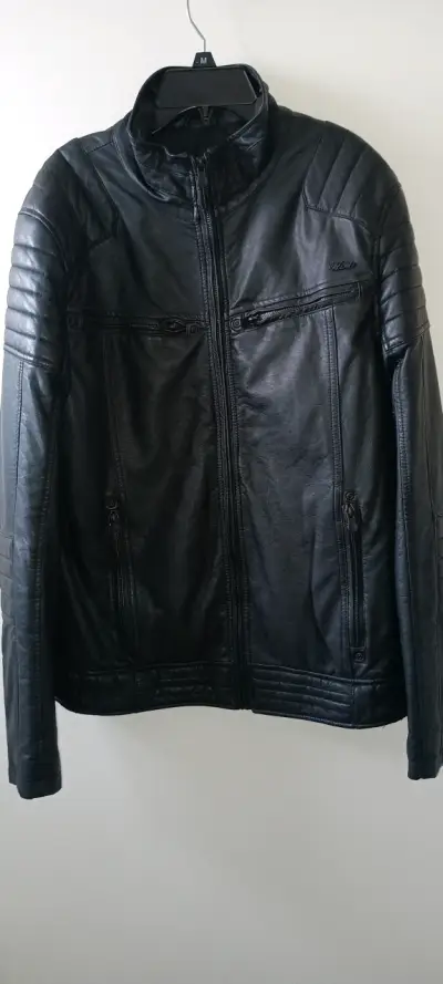 Chaqueta de ecocuero cuero negra para hombre mossi - miniatura 1