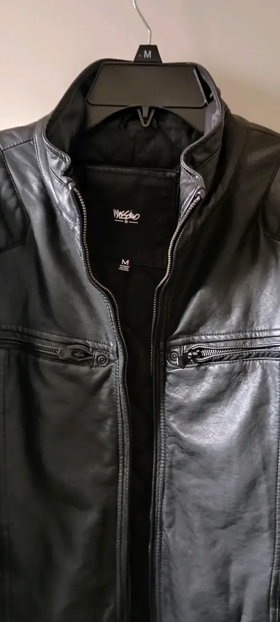 Chaqueta de ecocuero cuero negra para hombre mossi - 2