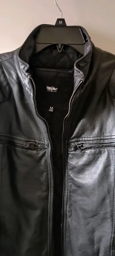 Chaqueta de ecocuero cuero negra para hombre mossi - miniatura 2