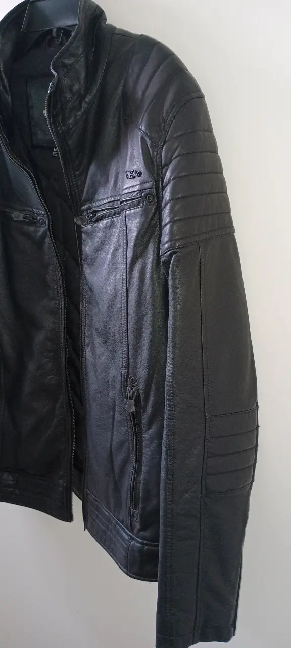Chaqueta de ecocuero cuero negra para hombre mossi - 3