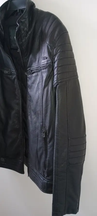 Chaqueta de ecocuero cuero negra para hombre mossi - miniatura 3
