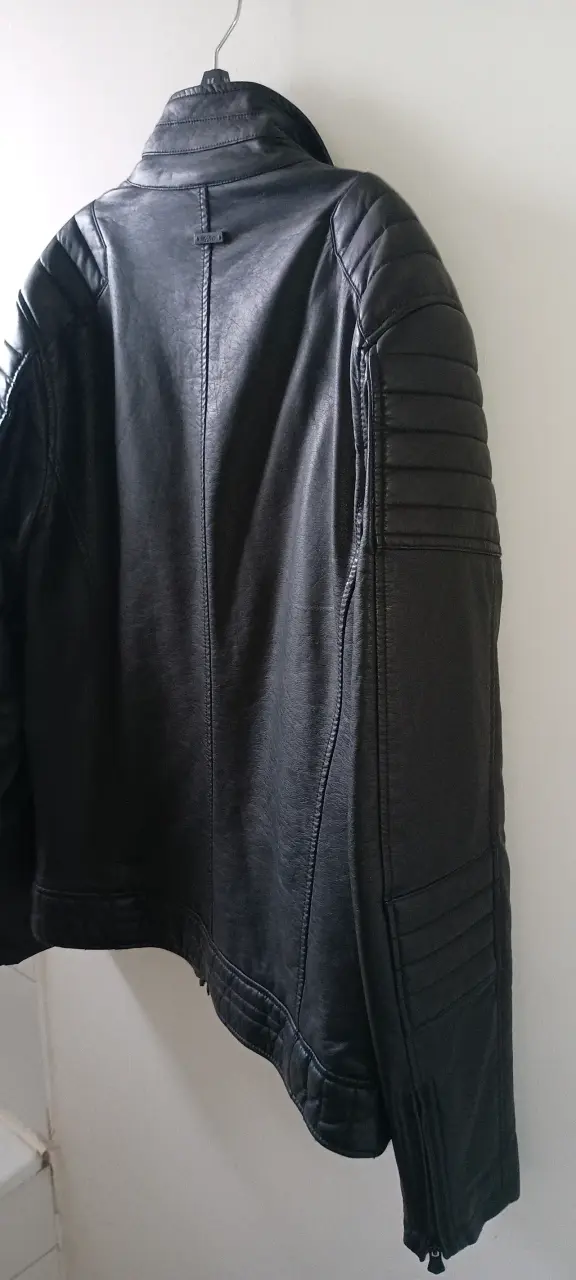 Chaqueta de ecocuero cuero negra para hombre mossi - 6