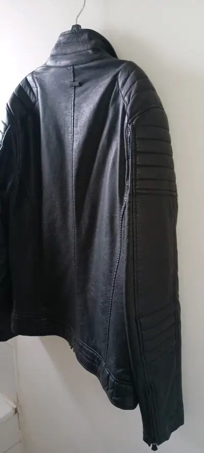Chaqueta de ecocuero cuero negra para hombre mossi - miniatura 6