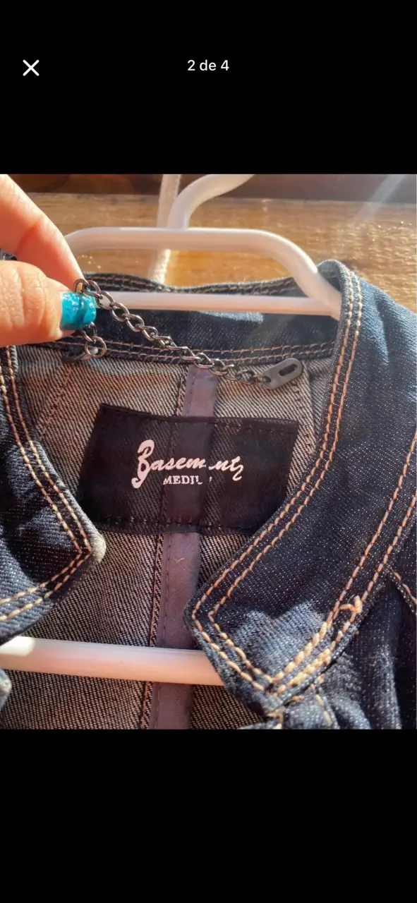 Chaqueta de mezclilla azul para mujer - 2