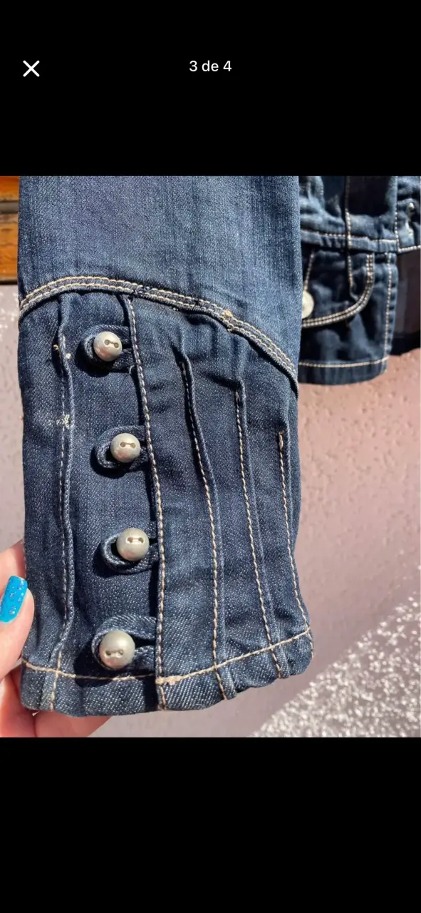 Chaqueta de mezclilla azul para mujer - 3