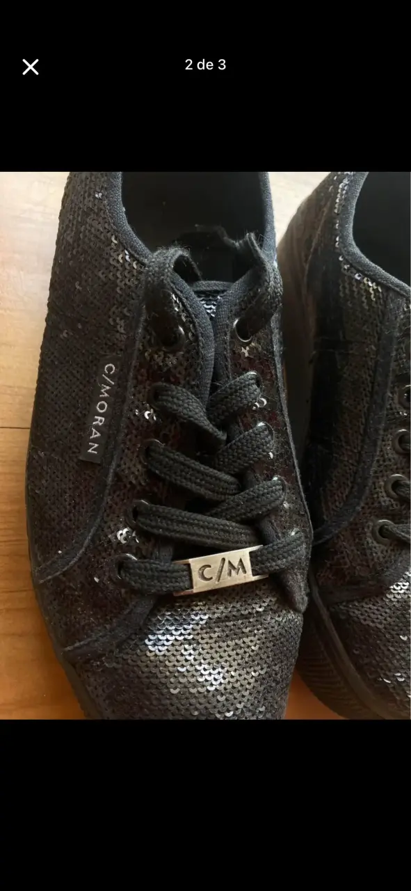Zapatillas negras con lentejuelas C/Moran - 2
