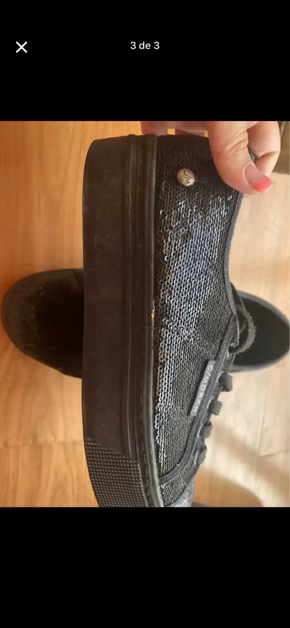 Zapatillas negras con lentejuelas C/Moran - 3