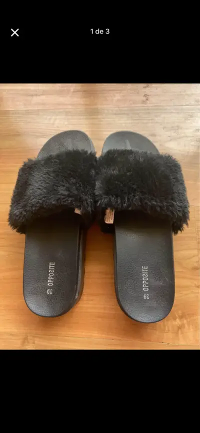 Sandalias negras de peluche Opposite - miniatura 1