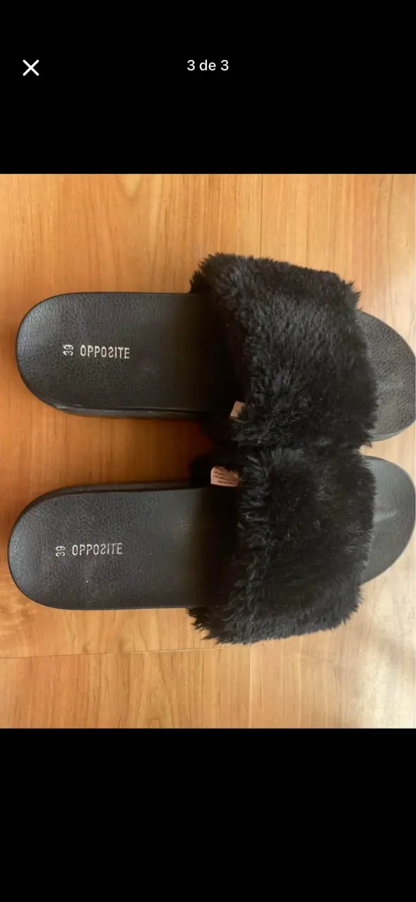 Sandalias negras de peluche Opposite - 3